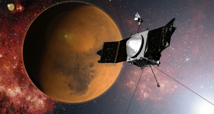 illustration of NASA's MAVEN spacecraft
