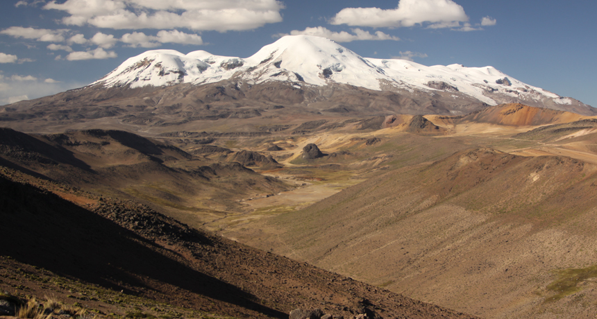 volcano Nevado Coropuna in Peruvian Andes