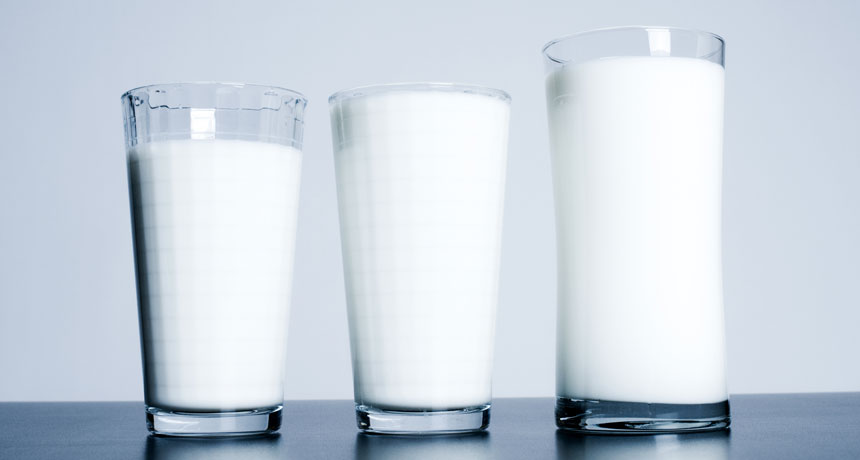 Three glasses of milk