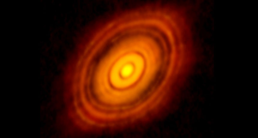 rings in disk of gas around star HL