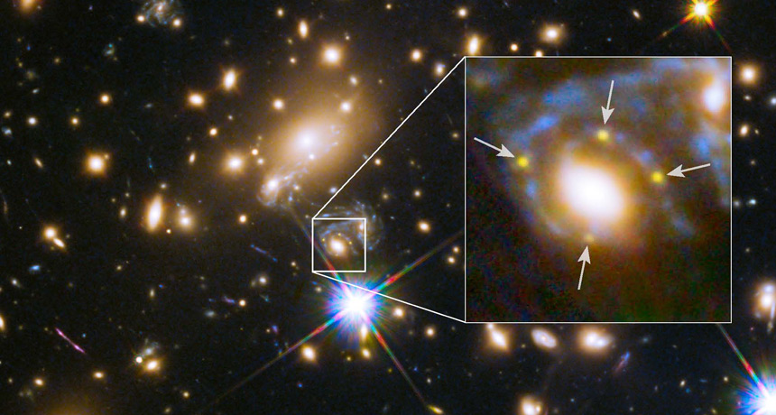 Hubble Space Telescope image of lensed supernova