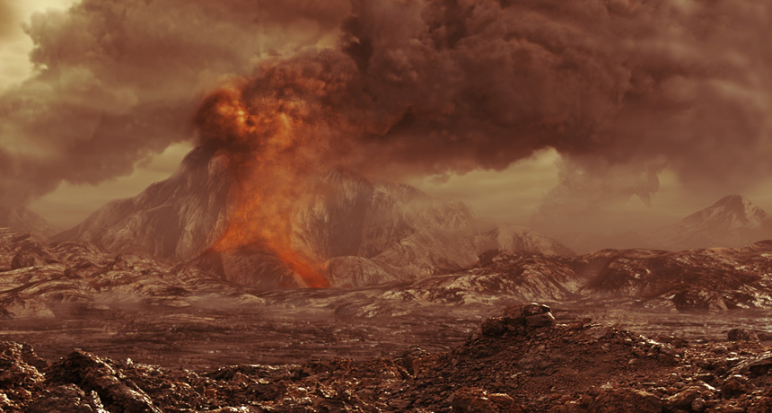 illustration of volcano on venus