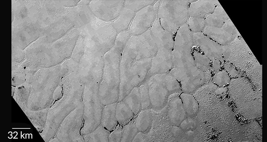 close-up of Pluto's surface