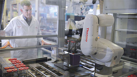 working in a lab