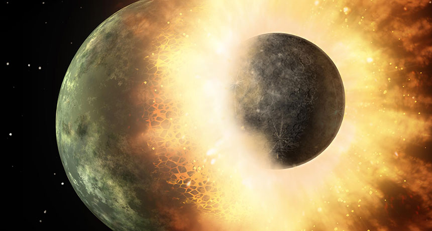 illustration of planets colliding