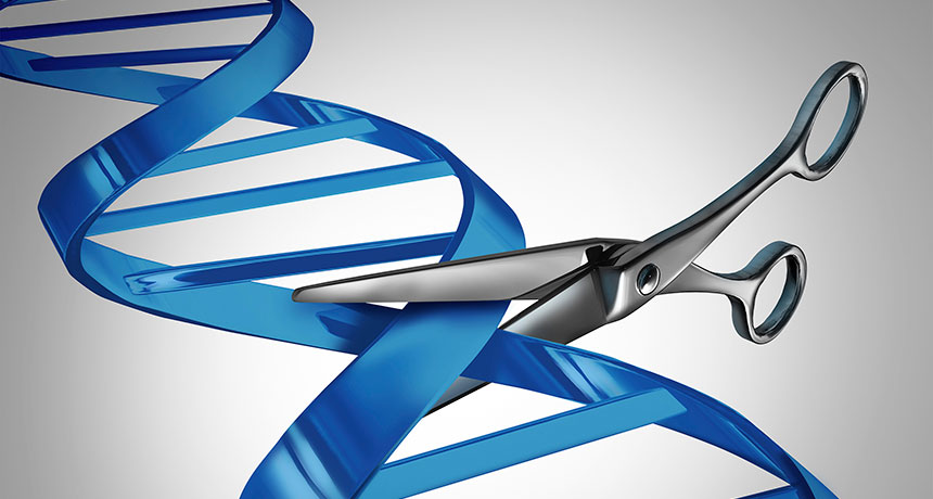 illustration of scissors cutting DNA