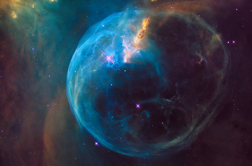 Hubble image of star and bubble of gas