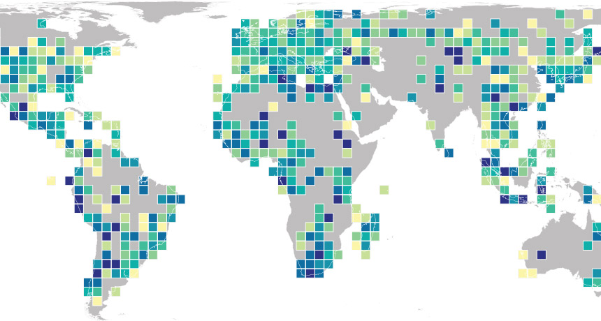 Maps show genetic diversity in mammals, amphibians around the world Maps show genetic diversity in mammals, amphibians around the world