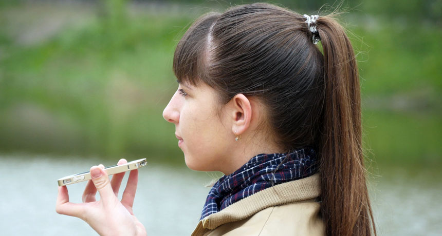 talking to a smartphone