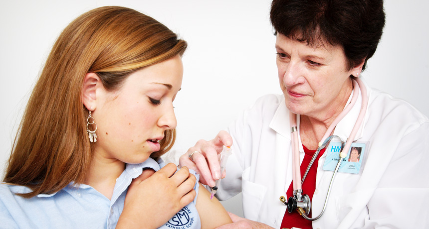 girl getting HPV vaccine