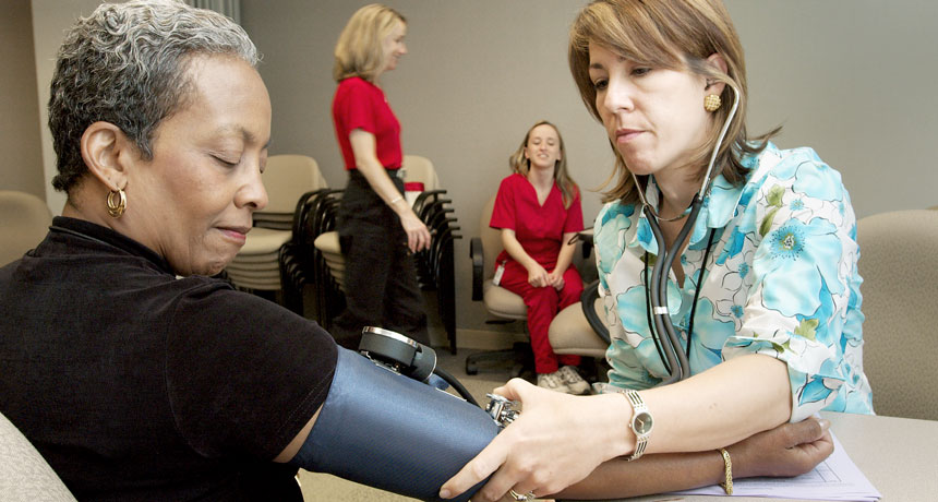 Taking blood pressure