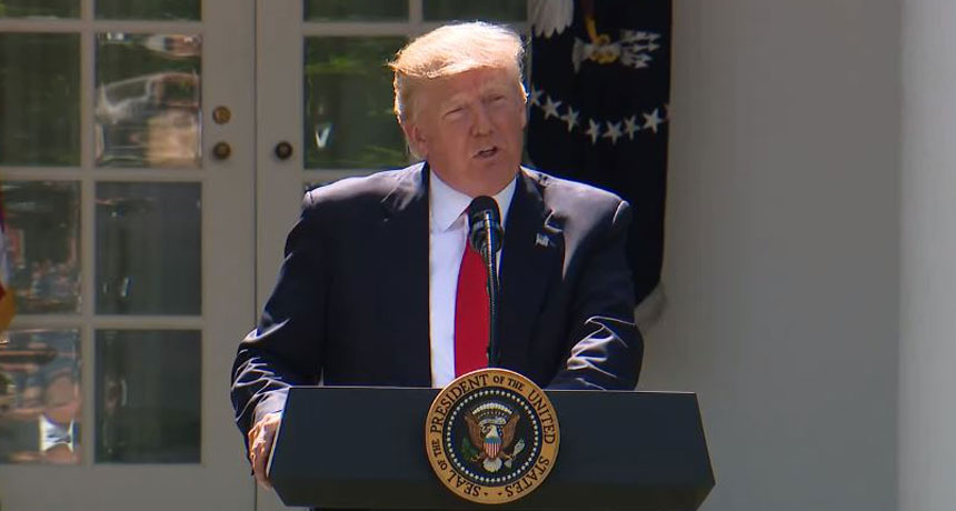 President Trump announcing withdrawal from Paris climate accord