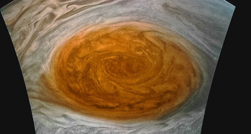 processed image of Jupiter's Great Red Spot