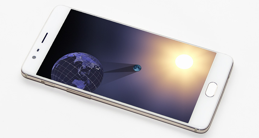 photo illustration of an eclipse on a smartphone
