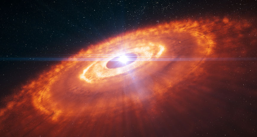 young star surrounded by dust and gas