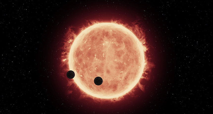 illustration of two inner TRAPPIST-1 planets