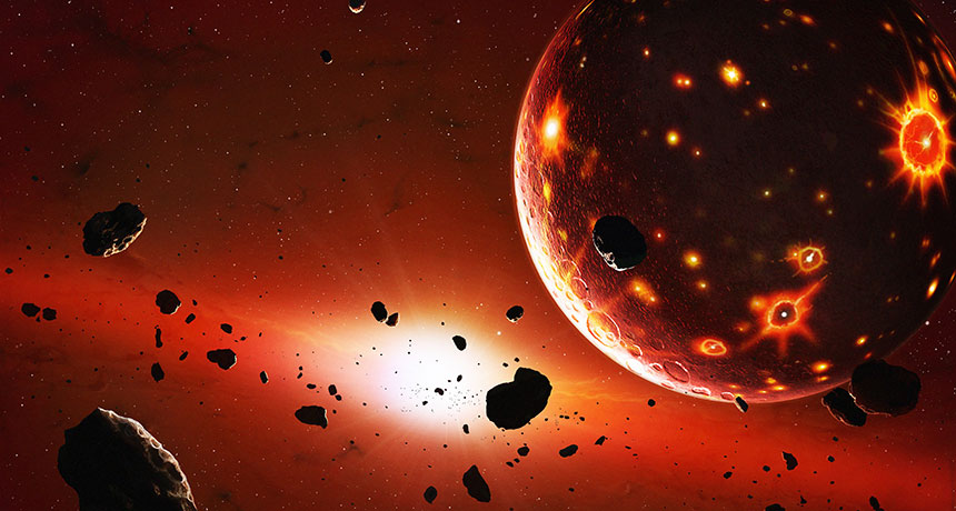 illustration of early solar system collisions