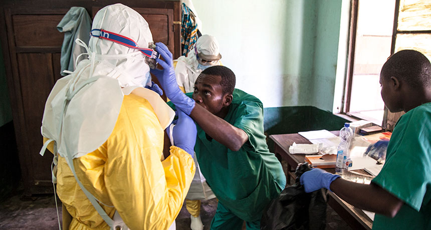 Health workers at Bikoro Hospital