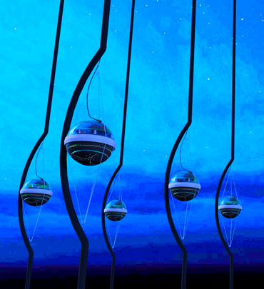 an illustration of sensors buried in the ice used in the IceCube experiment