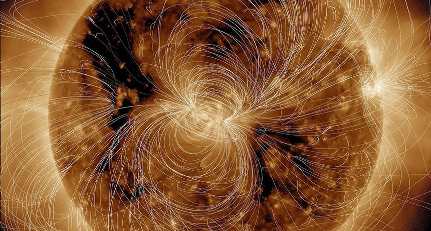 photo illustration of sun's magnetic fields
