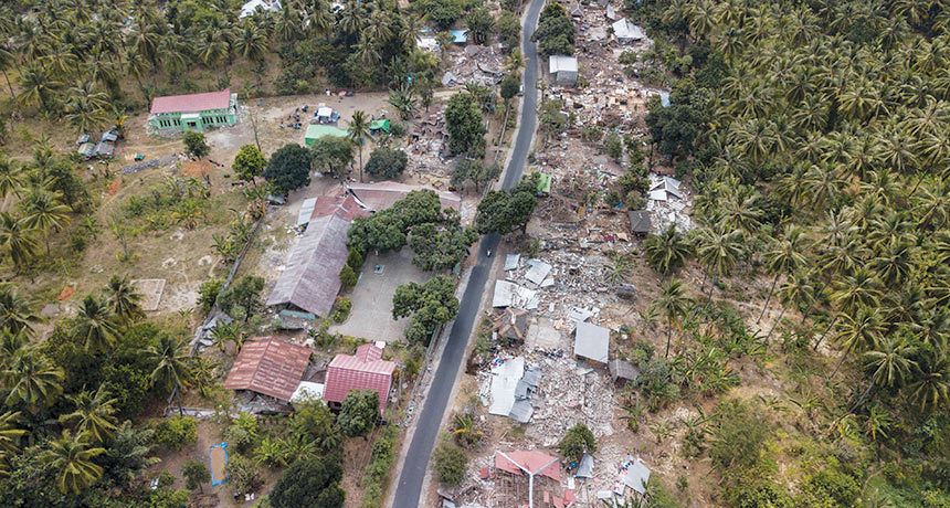 aerial photo over the Indonesian island of Lombok
