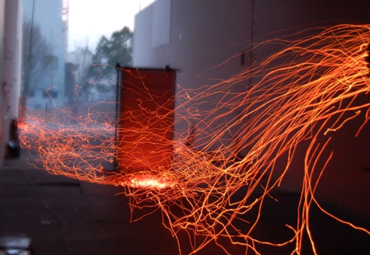 a time-lapse photo showing how embers move through the air