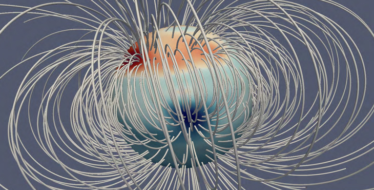 An illustration of Jupiter's magnetic field