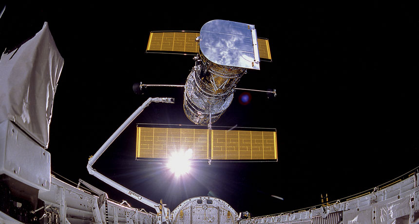 Hubble Space Telescope release from Discovery shuttle