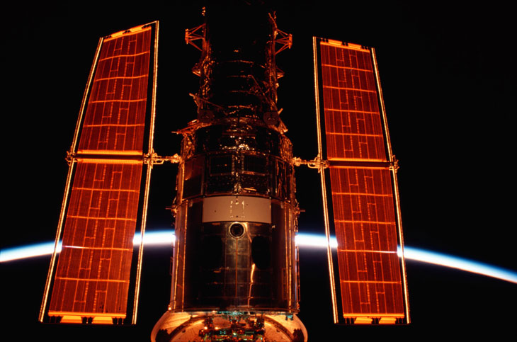 Hubble inside Columbia's cargo bay