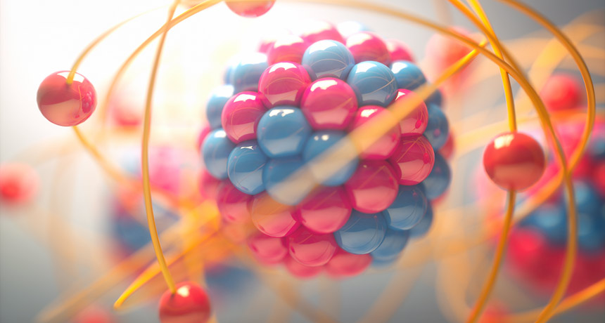 an illustration of protons in the nucleus of an atom