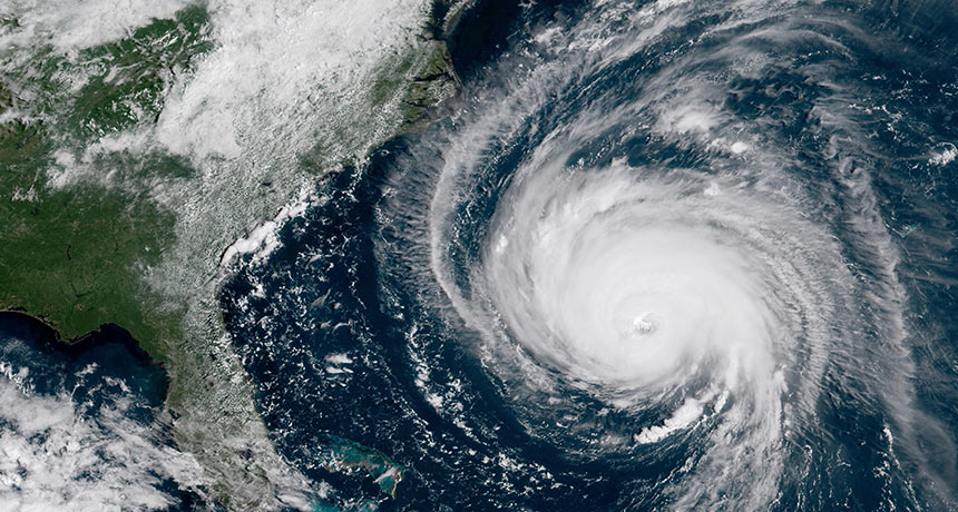 A satellite image of Hurricane Florence
