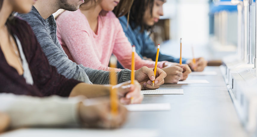 students taking tests