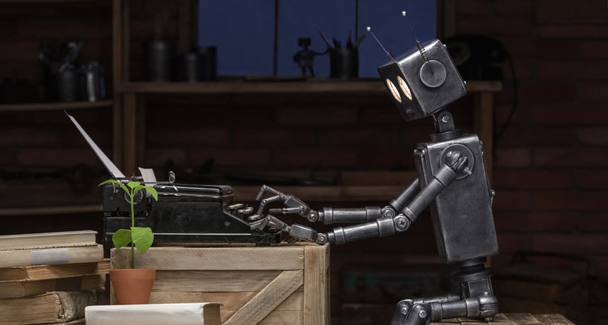 robot sitting at desk