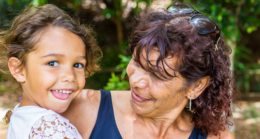 grandma and kid