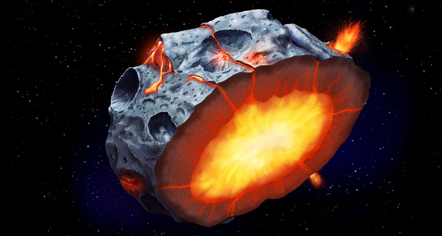 asteroid cross-section illustration