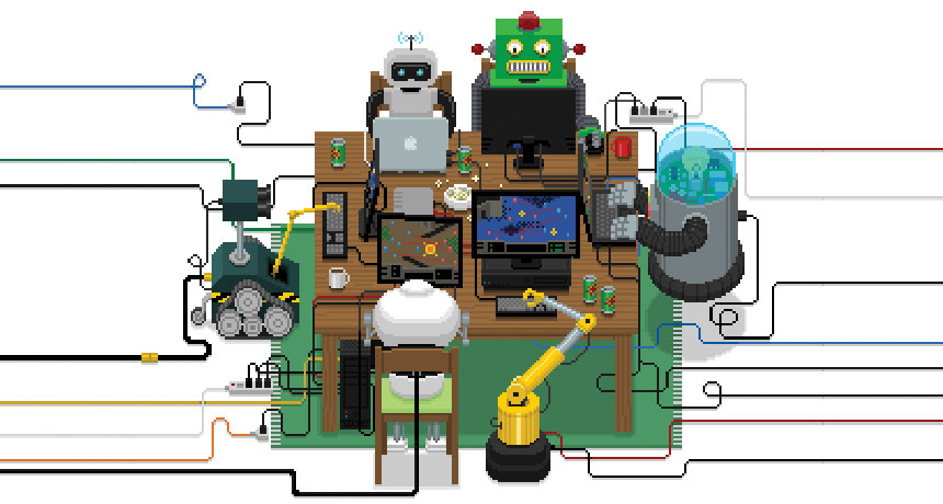 Artificial intelligence gaming illustration