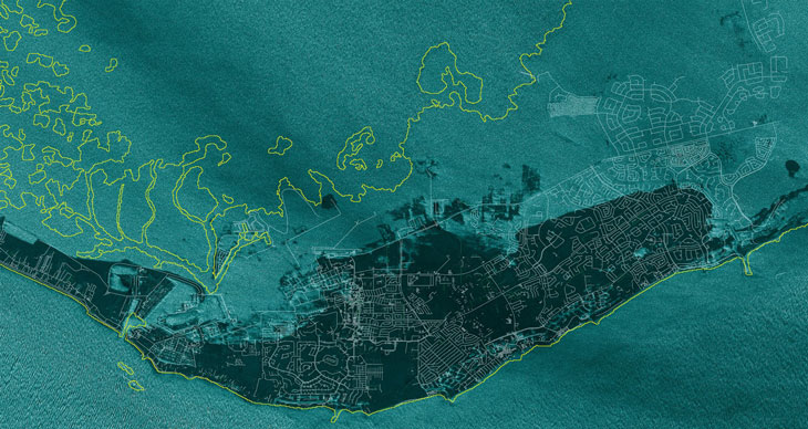 Satellite image of Grand Bahama