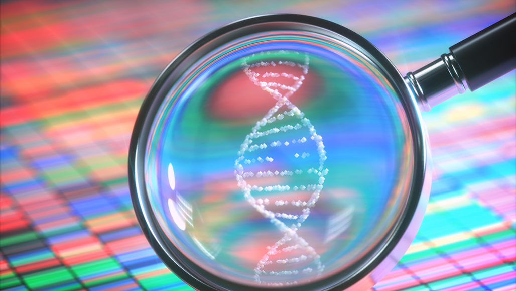 DNA in a magnifying glass illustration