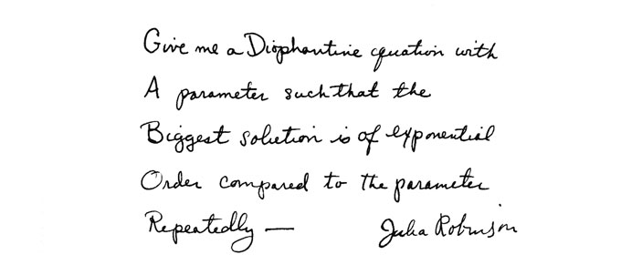 Julia Robinson handwriting quote