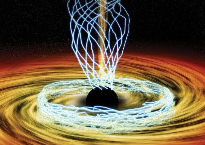 black hole magnetic fields illustration