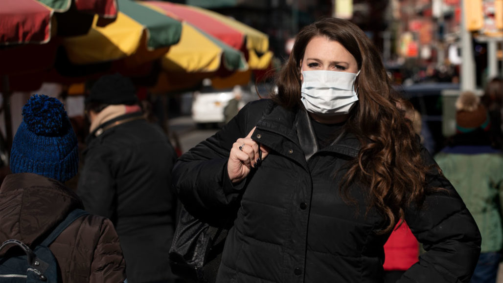 woman wearing face mask in New York