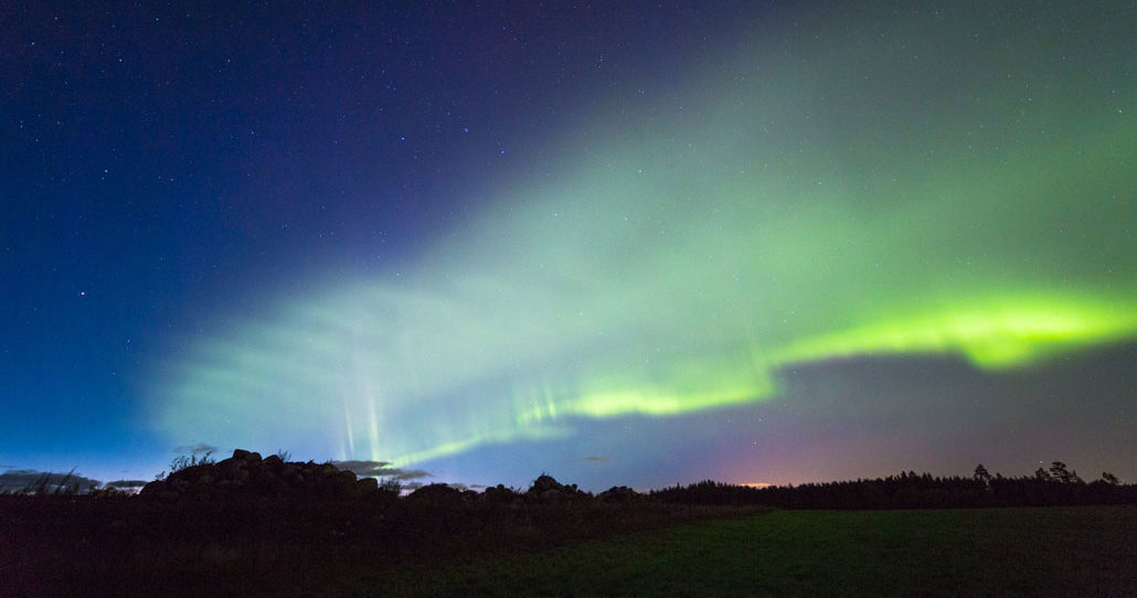 green glow in the night sky - an aurora named the "dunes"