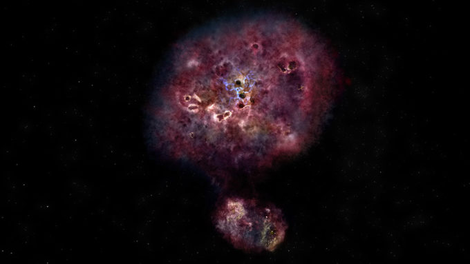 illustration of a large, dusty galaxy