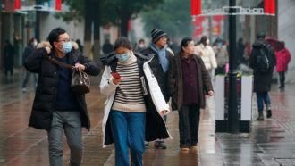 Pedestrians in Wuhan