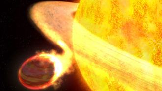 planet burning up near star illustration