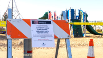 Sign warning people not to use a playground in Washington