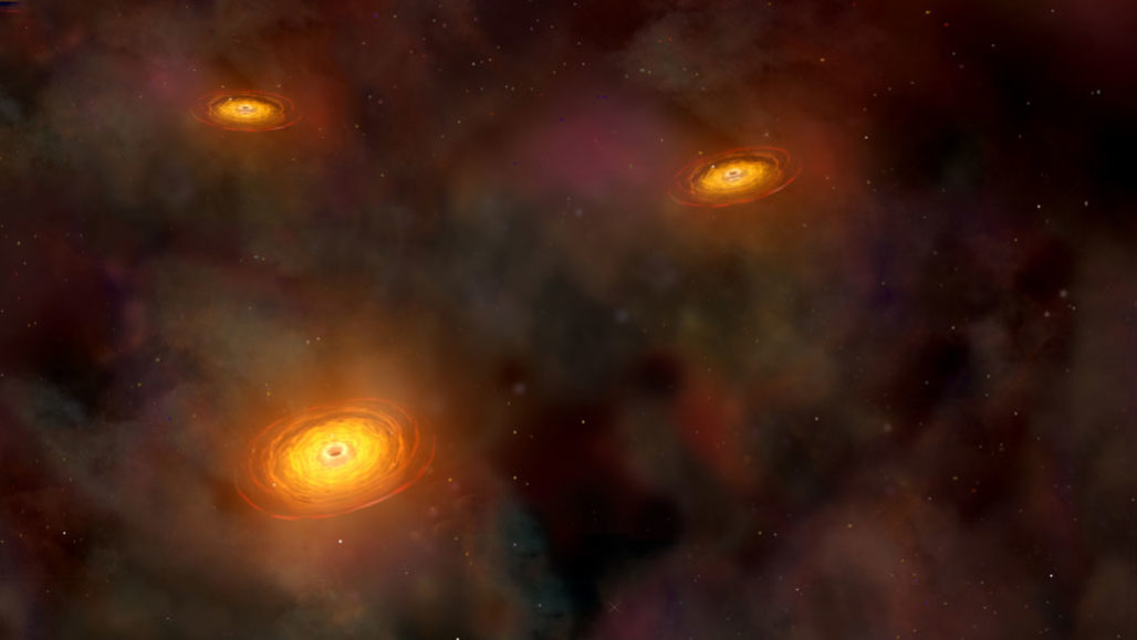 illustration of orbiting black holes