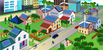 illustration of an eco-friendly neighborhood