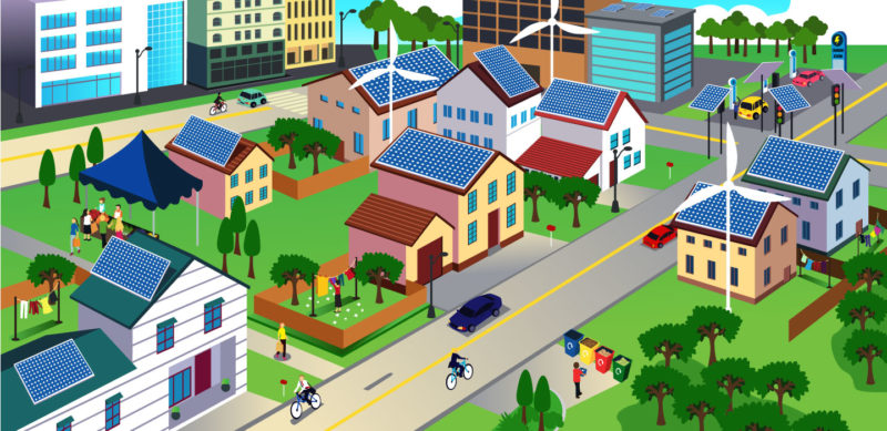 illustration of an eco-friendly neighborhood