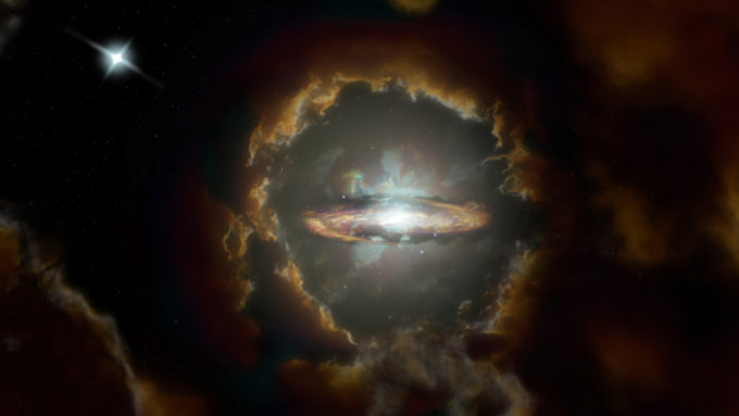 artist's illustration of a spiral galaxy called the Wolfe Disk